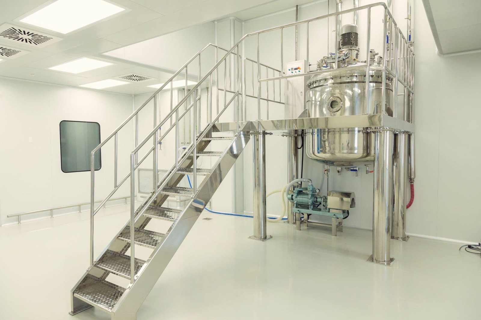 A pharmaceutical clean room, stainless steel process equipment